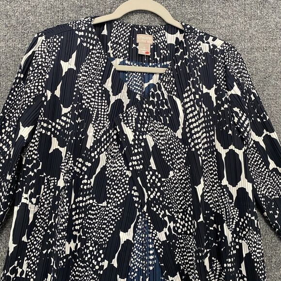 Chicos Travelers Kimono Jacket 0 Womens S Blue Pleated Open Front Long Duster - Picture 2 of 11